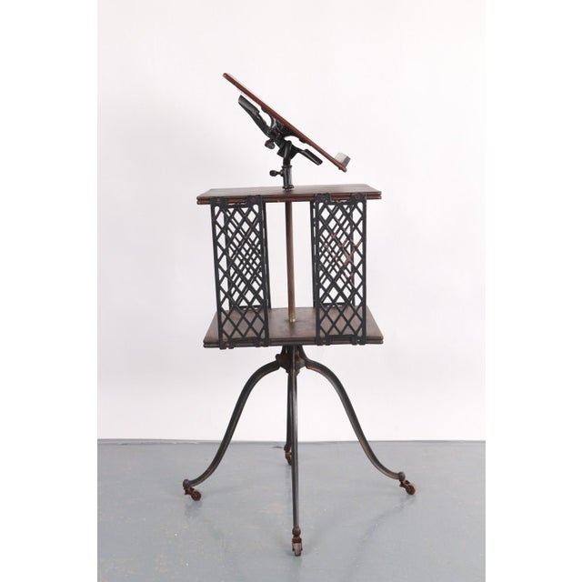 Wood Early 20th Century Victorian Style Library Bookstand With a Revolving Shelf For Sale - Image 7 of 12