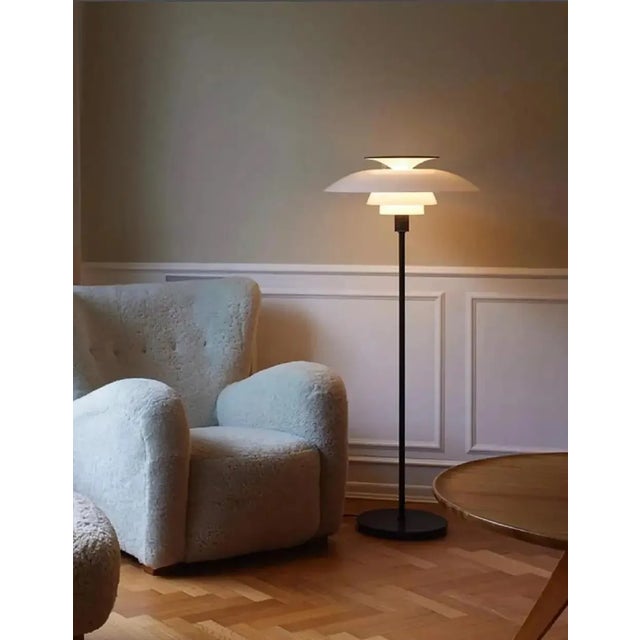 Louis Poulsen Poul Henningsen 'Ph 80' Floor Lamp for Louis Poulsen in Black and White For Sale - Image 4 of 11