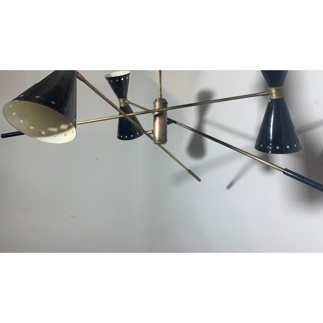 Italian Adjustable Brass Chandelier, 1950s For Sale - Image 6 of 11