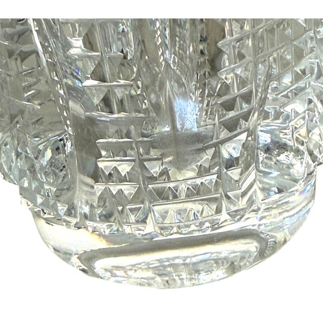 Signed Vladimír Žahour Monumental Hand Cut Czech Crystal Vase, 13.75” For Sale - Image 10 of 11