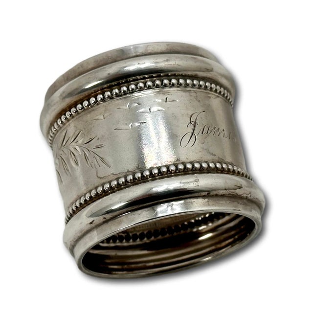 Large Antique Signed Gorham 1882 Victorian Sterling Silver Napkin Ring Engraved With Name "James" For Sale In Boston - Image 6 of 12