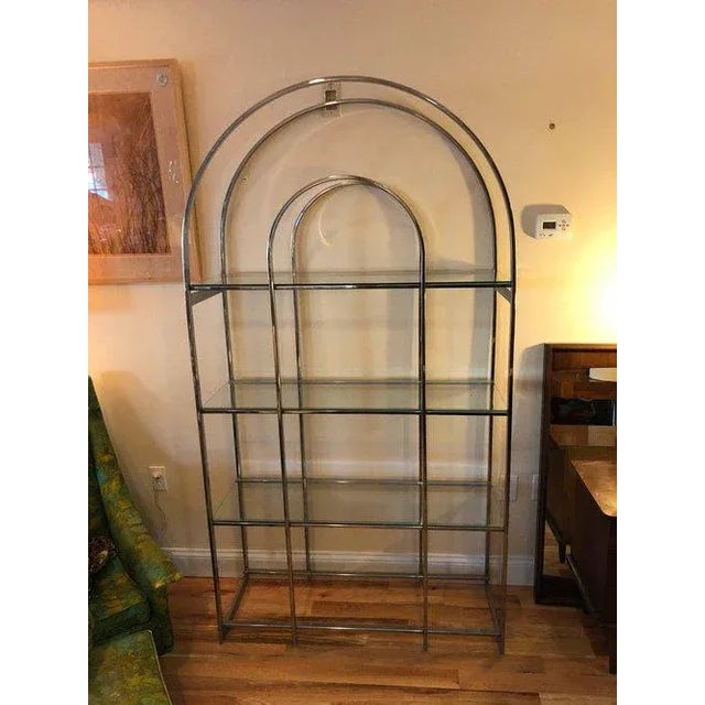 Mid-Century Modern 1970s Milo Baughman Style Chrome Etagere For Sale - Image 3 of 12