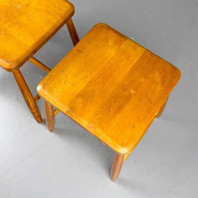 Wood Birch Stools by Ilmari Tapiovaara, 1950s, Set of 2 For Sale - Image 7 of 10