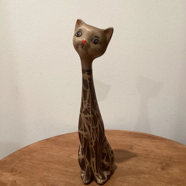 Vintage Pair of Italian Long Neck Ceramic Cat Figurines Chairish