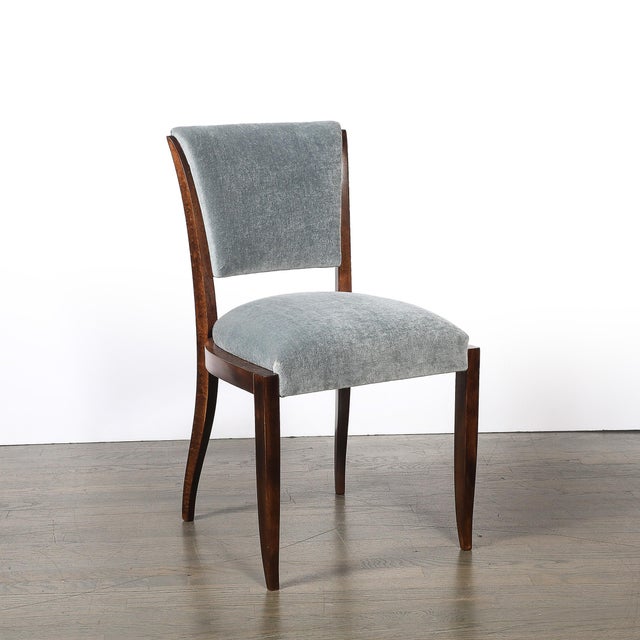 Set of Eight Art Deco Sculptural Walnut Dining Chairs in Plush Mohair Upholstery For Sale - Image 17 of 18