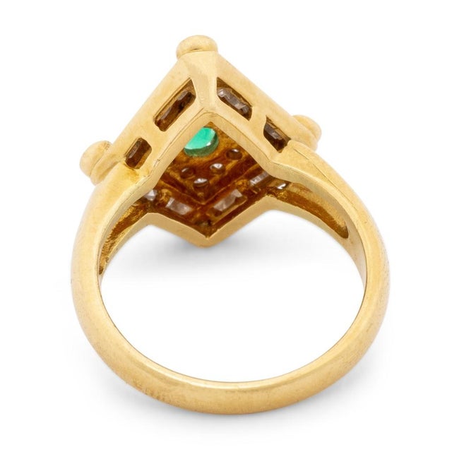 18k Yellow Gold, Emerald & Diamond Ring For Sale - Image 4 of 8