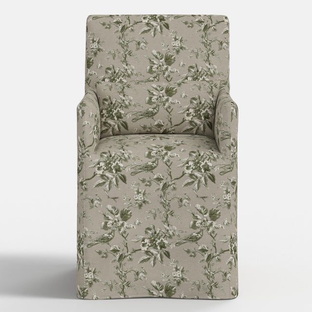 Not Yet Made - Made To Order Slipcover for Stoffer Home x Cloth & Company for Lindy Slipcover Dining Armchair in Bird Toile Olive For Sale - Image 5 of 8