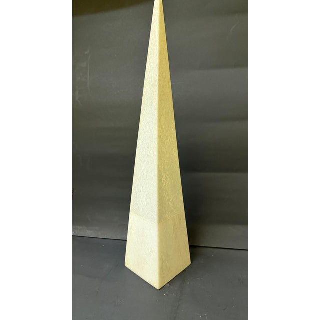 Late 20th Century Minimalist White Marble Obelisk Sculpture – 18.5" For Sale - Image 4 of 10