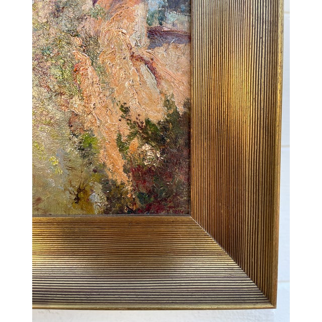 Blue 19th Century French Painting of Cliff Side House For Sale - Image 8 of 12