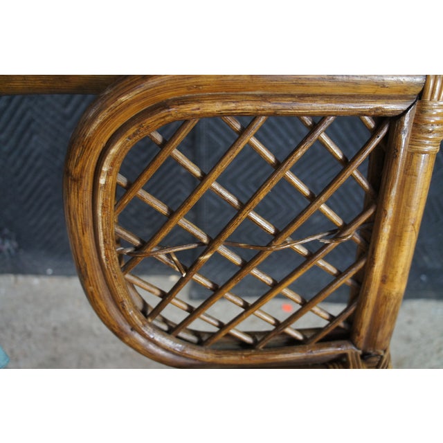 Pair of Mid 20th Century Coastal Style Boho Chic Bamboo & Rattan Peacock Arm Chairs For Sale - Image 12 of 12