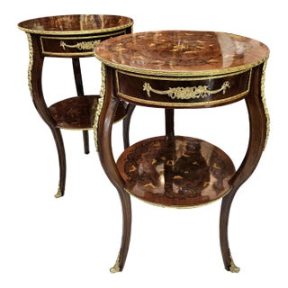 French Style Wood Side Tables - Set of 2 For Sale