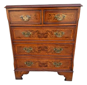 Vintage Chippendale Burled Wood Chest of Drawers