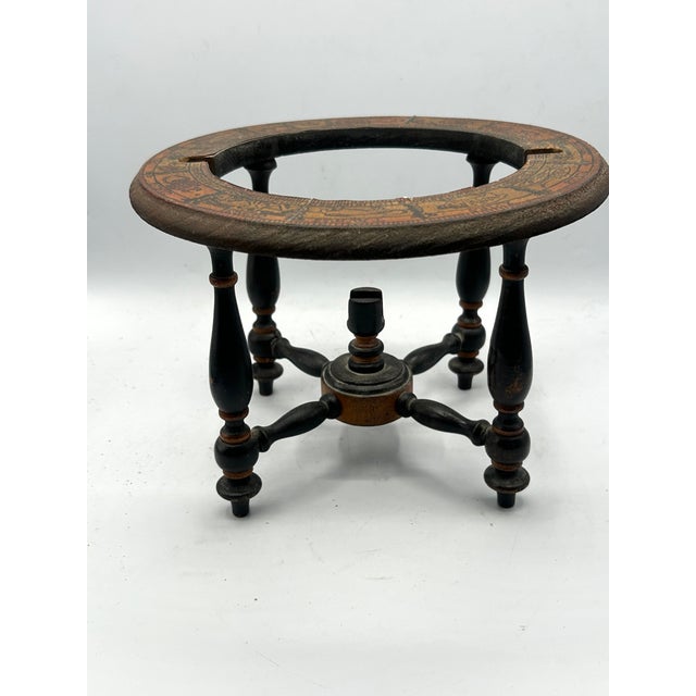 Brown Vintage Italian Zodiac Desk Globe on Dark Wood Stand For Sale - Image 8 of 15
