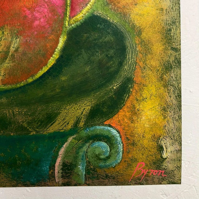 Abstract 1980s Byron Gálvez Art Pastel Paper Watermelon Mexico For Sale - Image 3 of 11