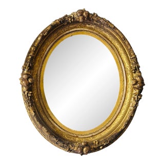 Antique Gold Gilt Oval Mirror For Sale