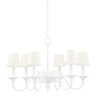 Mark D. Sikes 6 Light Windsor Chandelier, White Plaster For Sale