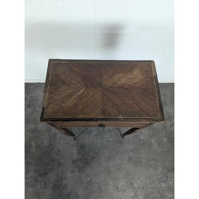 Louis XV Style Marquetry Bedside Table with Drawer and Cabriole Legs For Sale - Image 4 of 10