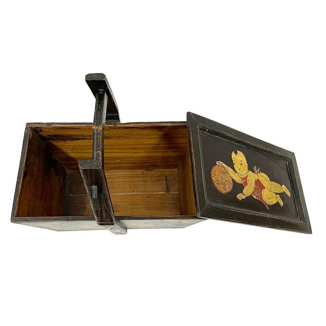 Paint Antique, Chinese Hand Painted Meal Delivery and Lunch Box For Sale - Image 7 of 9