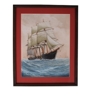 Ss Savannah the First Ocean Steamer Watercolor W/ Gouache
