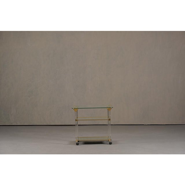Vintage Brass and Acrylic Serving Trolley, France, 1960s, in Flawless conditions. Designed 1960 to 1969