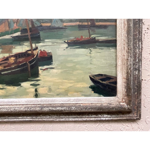 French Impressionist Harbor Scene Oil Painting Lucien Lefebvre-Foinet Paris For Sale - Image 13 of 17