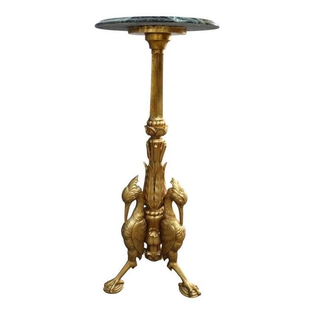 Aesthetic Movement Figural Heron Carved Gilt Wood Marble Top Side Stand C1880 For Sale - Image 13 of 14