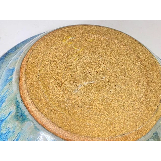 Stoneware bowl, enameled; Made in scandinavie circa 1960. Signed.