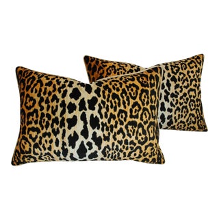 Hollywood Leopard Spot Safari Velvet Pillows 26" X 18" - Pair For Sale