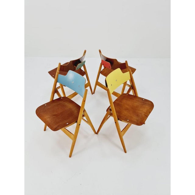 Model SE18 Austrian Folding Chair by Egon Eiermann for Wilde & Spieth, 1950s, Set of 4 For Sale - Image 10 of 11
