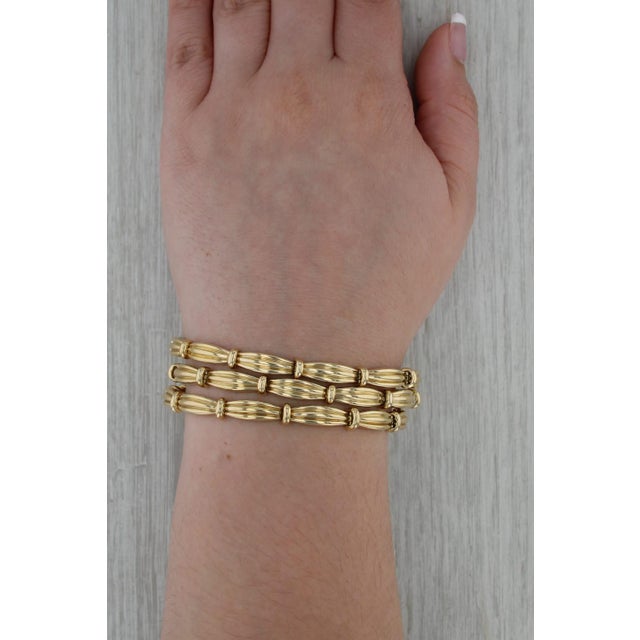 This 1992 Tiffany & Co. bracelet is defintion of vintage luxury. The bracelet features a striking beveled three-row motif...