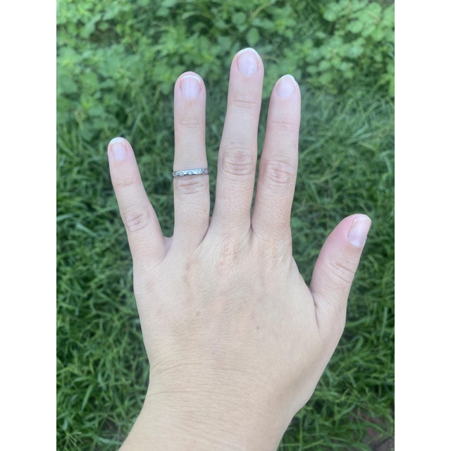 Diamond Star Band Ring, 14k White Gold, Ring Size 5, Stackable For Sale In Greensboro - Image 6 of 6