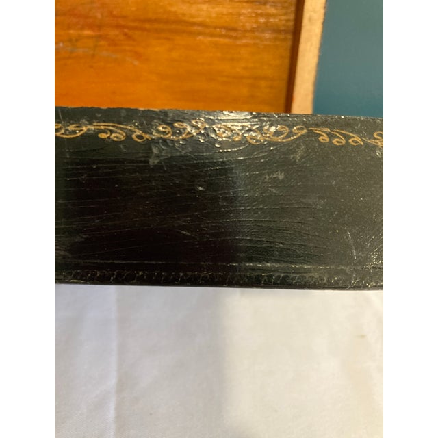 Wood Vintage Gold and Black Lacquered Floral Decorative Box For Sale - Image 7 of 8
