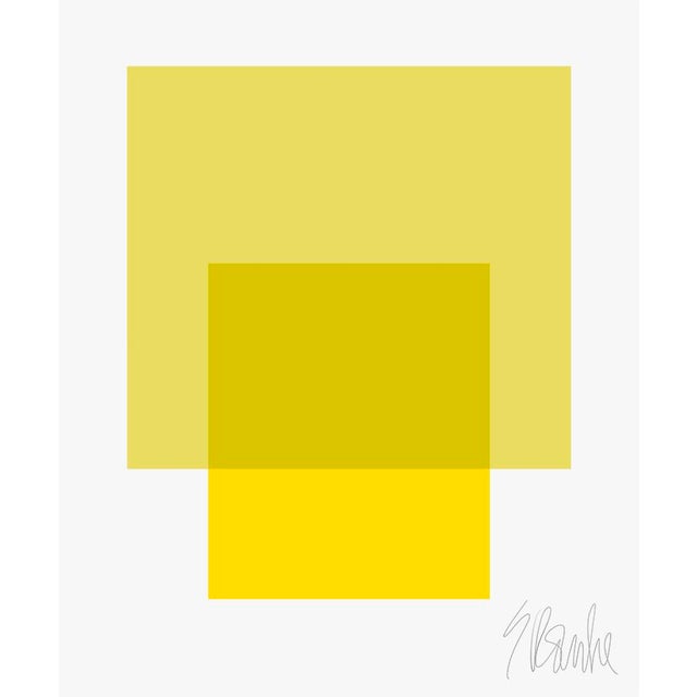The Interaction of Light Celery and Warm Yellow Fine Art Print 16" X 20" by Liz Roache For Sale