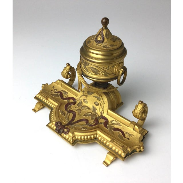 Metal 19th Century Gilt Bronze French Inkwell For Sale - Image 7 of 10