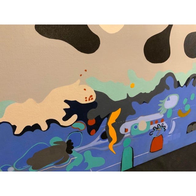 Dated from the late 20th century. Titled “Biological Game”. Made by New Haven CT artist, Holly Keller. Abstract style....