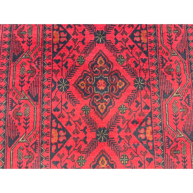 Textile Extra-Long Red and Navy Tribal Medallion Runner Rug, 2'7" X 19'1" For Sale - Image 7 of 16