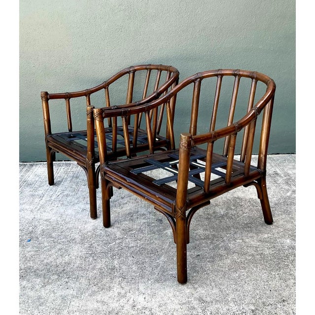 Auburn Vintage McGuire Rattan Lounge Chairs - A Pair For Sale - Image 8 of 12