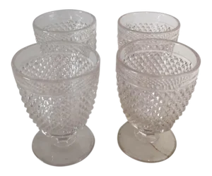Vintage American Saw-Tooth Pattern Glass Cordials - Set of 4
