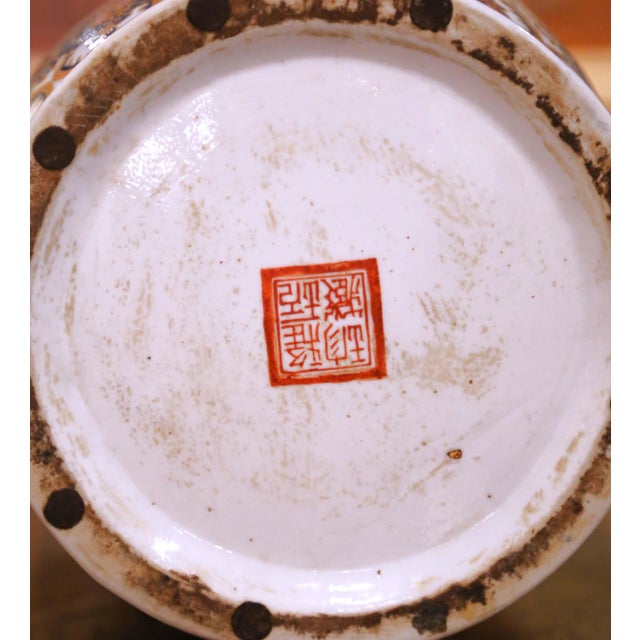 Pair of Early 20th C. Asian Imari Porcelain Vases With Floral and Bird Motifs For Sale - Image 11 of 11