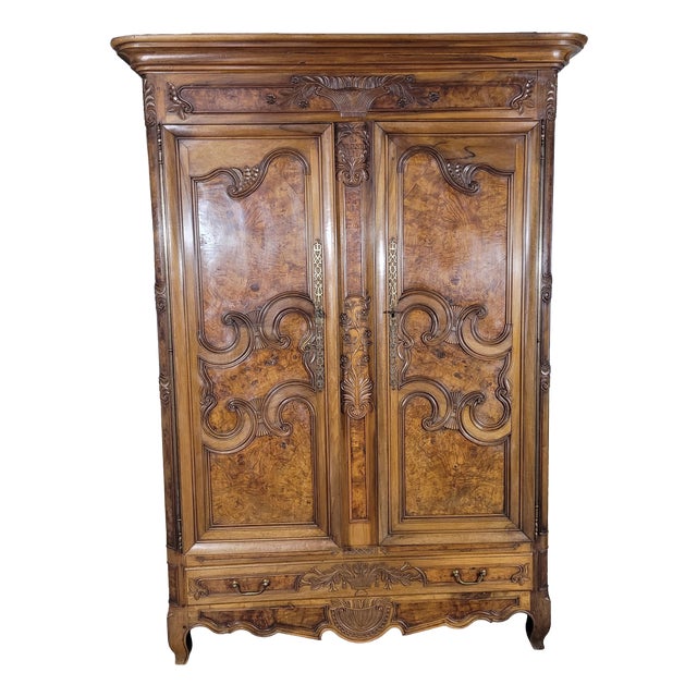 Walnut and Elm Bresse Wardrobe For Sale