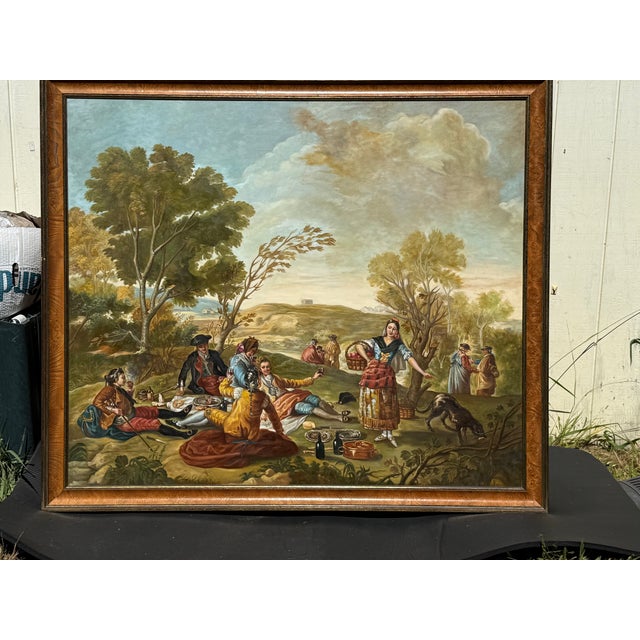 Mid 20th Century Large Monumental Goya Style Picnic Painting For Sale In San Diego - Image 6 of 17