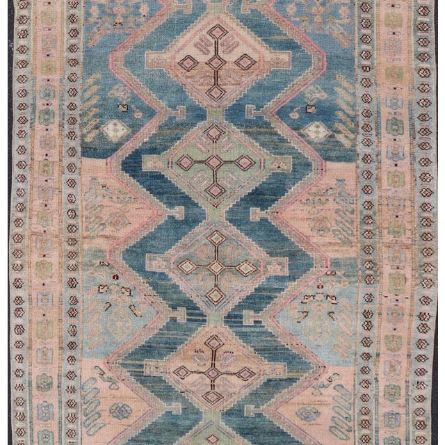 Textile Antique Presian Gallery Kurdish Rug in Wool With Sub-Geometric Design For Sale - Image 7 of 11