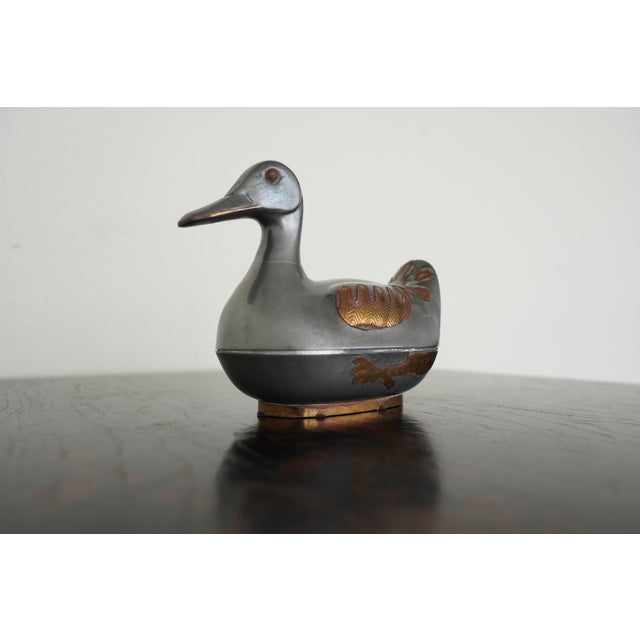 Mid-Century Modern Vintage Mixed-Metal Duck Trinket Box For Sale - Image 3 of 18