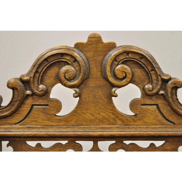 Antique Vanleigh Carved Oak Italian Renaissance Style Throne Dining Side Chair For Sale - Image 9 of 10