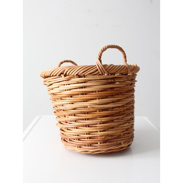 Vintage Handwoven Wicker Basket For Sale - Image 6 of 10