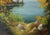 Blue Small Signed Vintage Mountains & Lake Landscape Painting For Sale - Image 8 of 10