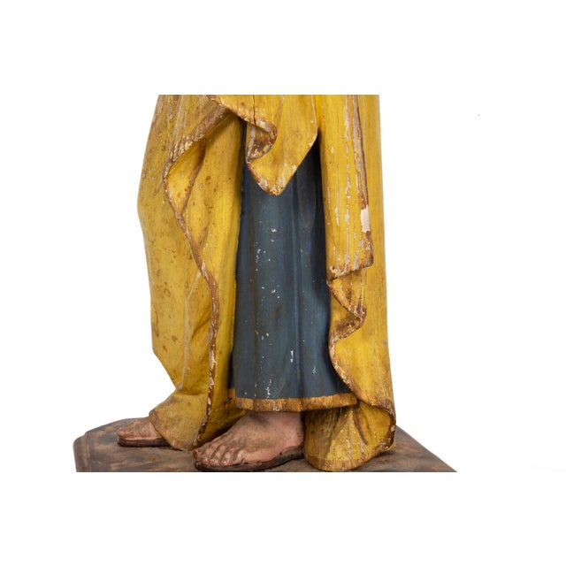 17th/18th Century Spanish Polychromed Statue of Saint Joseph With Infant Christ For Sale - Image 12 of 18