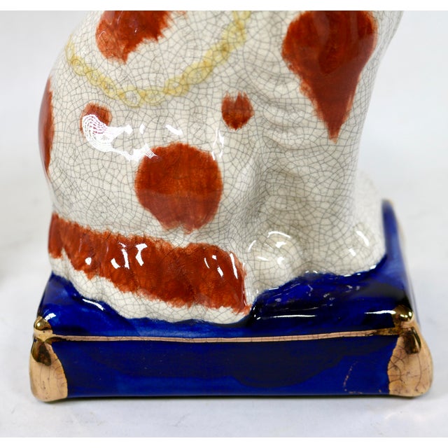 Orange Vintage Staffordshire King Charles Spaniel Dog Bookend Ceramic Figurines - Set of 2 For Sale - Image 8 of 11