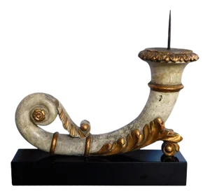 Late 18th Century Robust Italian Neoclassical Ivory Painted and Parcel-Gilt Candle Holder
