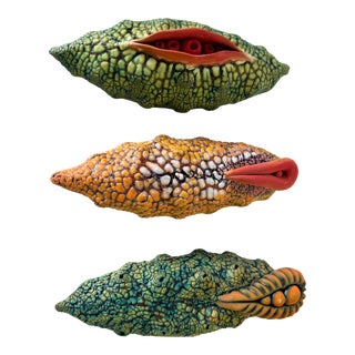 1980's Vintage Art Handmade Ceramic Sculptures - Set of 3 For Sale